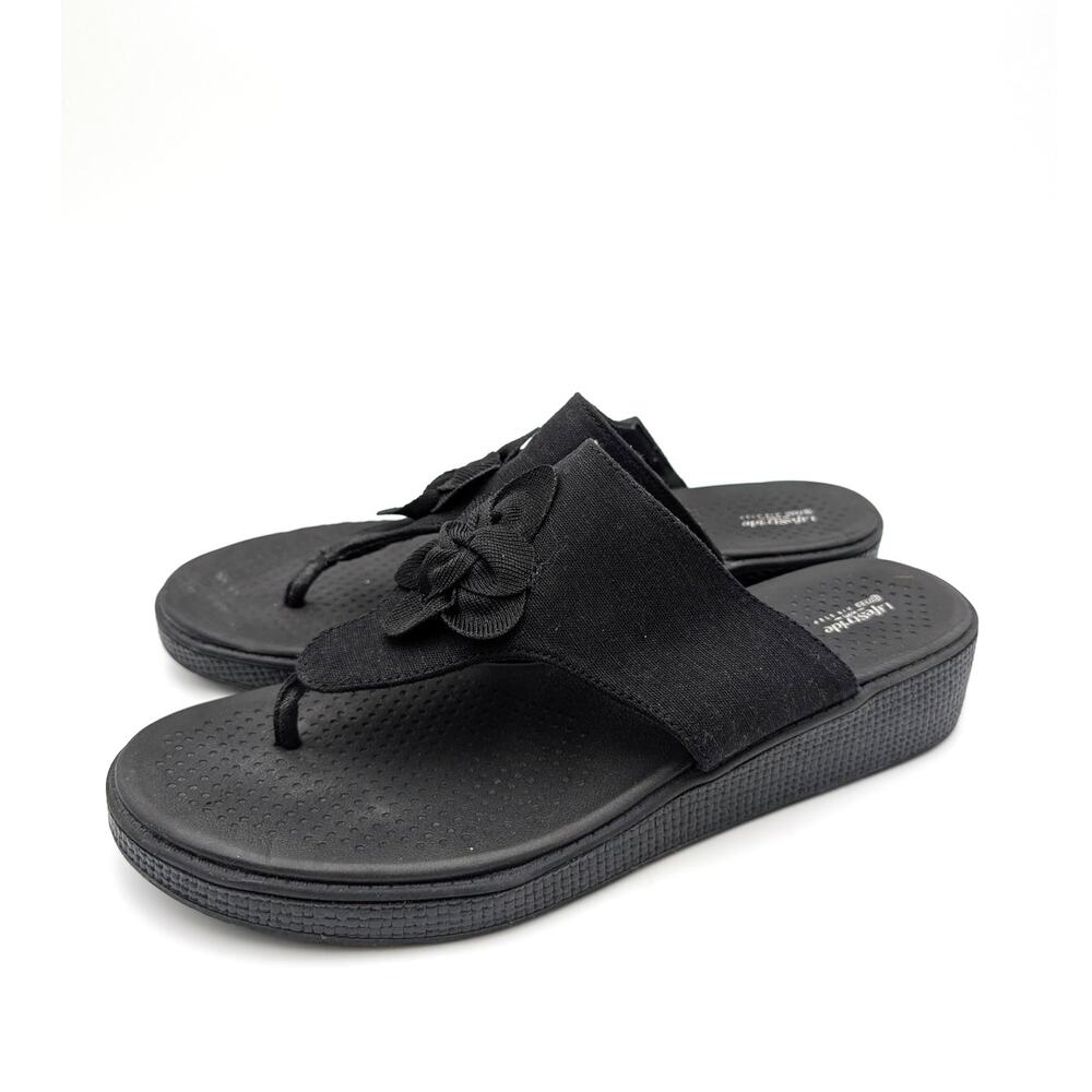 LifeStride Bloom Wedge Heel Sandals Open Toe Women's Black Size US10M EU41